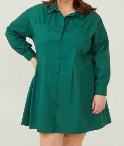 Arula Green Button Down Shirt Dress Julianna Size X 10