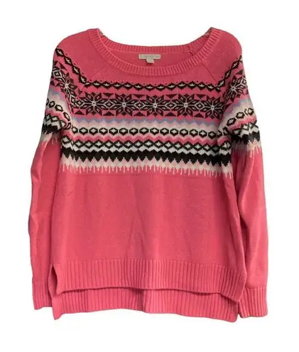 NEW YORK & CO Southwest Aztec Print Pullover Pink Size Small Fiesta Pink