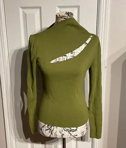 Cyrus Vintage Y2K Mock Cutout Knit Sweater Blouse Pullover Women's Green Small