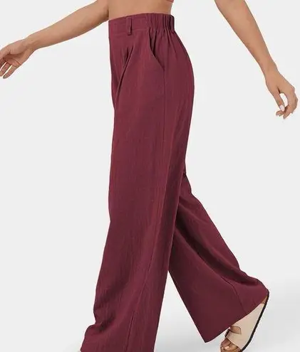 Halara 170.- HighWaisted Plicated Side Pocket Wide Leg Flowy Solid Palazzo Cotton Pants