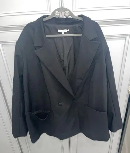 Good American  The Woven Oversized 2.0 blazer jacket black size 8 NEW