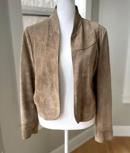 Vintage Made in Korea Tan Suede Cropped Leather Jacket Size Vintage Large