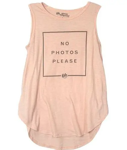 Planet Hollywood Women's Sleeveless No Photo Please Graphic Tank Top Peach Small
