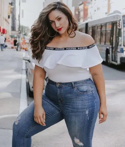 Fashion to figure distressed stretch plus size jeans women’s 18