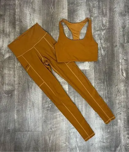 Wolven Tumeric Pocket Legging & Yoga Top Bra Set Orange Size XS