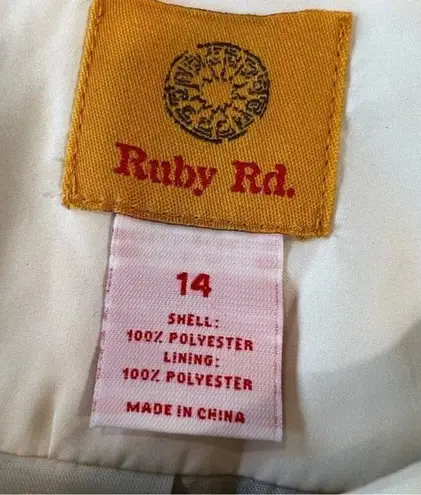 Ruby Rd Woman's Size 14 White Quilted Jacket Full Zip Cream Sequin