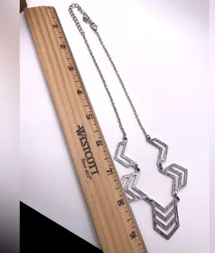 Silver Chevron Geometric Pendant Necklace Modern Boho Festival Coastal Cowgirl