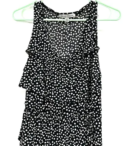 Danny & Nicole  size small black with‎ white polka dots sleeveless tiered dress