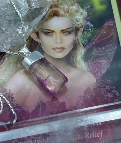 Garden Quartz Purple Lodolite Pendant 18" Diamond Cut Box Chain Pink