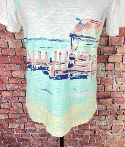 Coral Bay  Lake Dock Painting Slub Knit Tee White Multi S