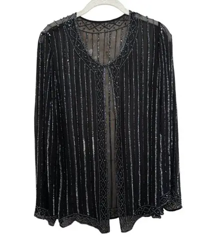 Vintage Beaded Cardigan and Tank Top Set by Patra Black Size 8