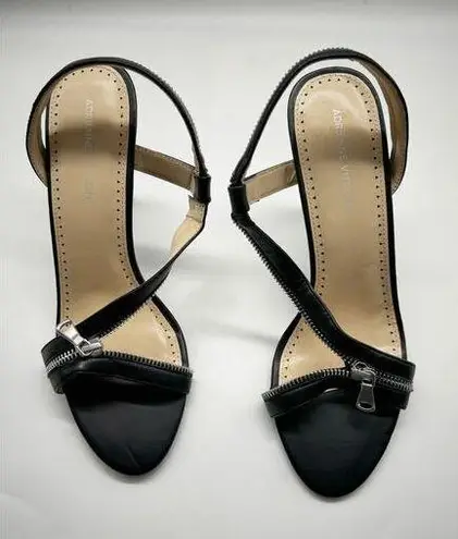 Adrienne Vittadini Gabriella Zip Sandals Black High Heels Women’s Size 10