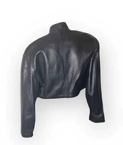 Vintage 90s: Erez x Lillie Rubin ☻︎ Whip Stitch Leather Jacket ☻︎ Gold Hardware Size M