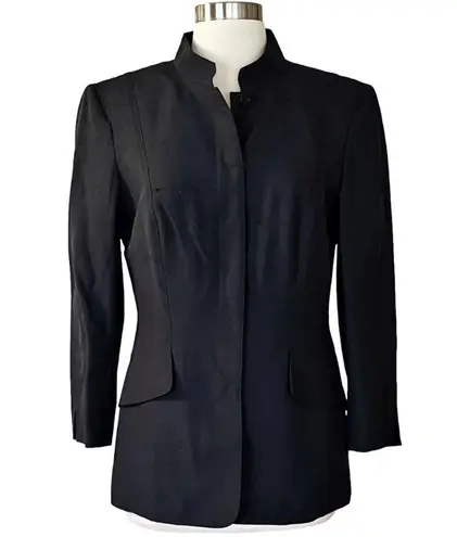 RENA LANGE Blazer Black Jacket Button Down Long Sleeves Collared Pockets EUC Size L