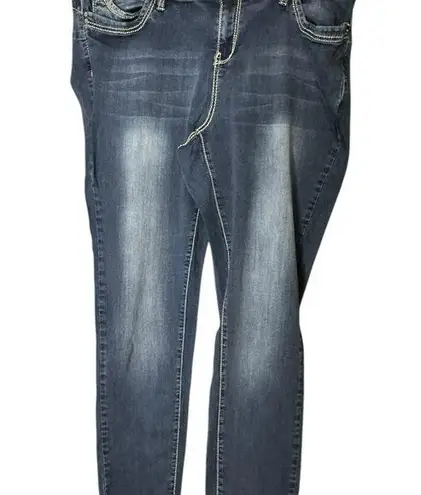 Ymi Blue Skinny Jeans with Distressed Stretch