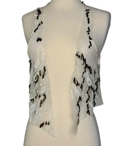 ARROGANT CAT Lace Charm Gold Embellished Jingling Leafs Rave Club Vest Size XS/S White