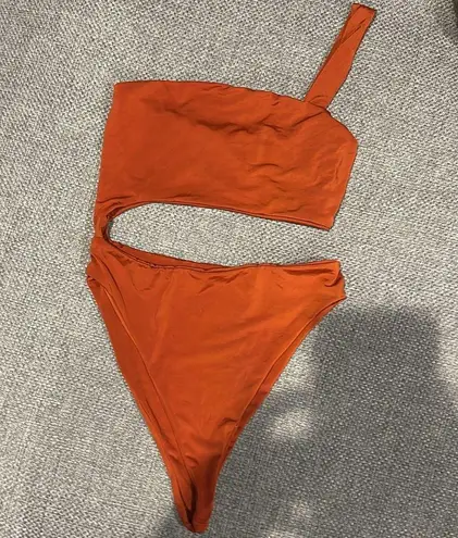 Naked Wardrobe Rust Cutout One Piece Bikini Swimsuit