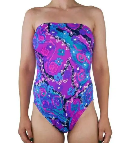 Longitude Vintage 80s Purple Retro One Piece Swimsuit