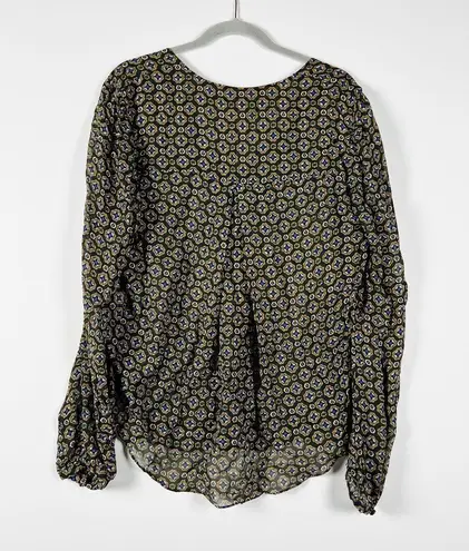 Veronica Beard Lowell Token Print Pattern Semi Sheer Lightweight Chiffon Blouse