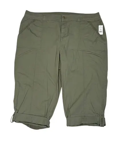 *New DIP Capri Pant Womens Plus 22 Green Soft Utility W/Extended Waist Cargo Size undefined