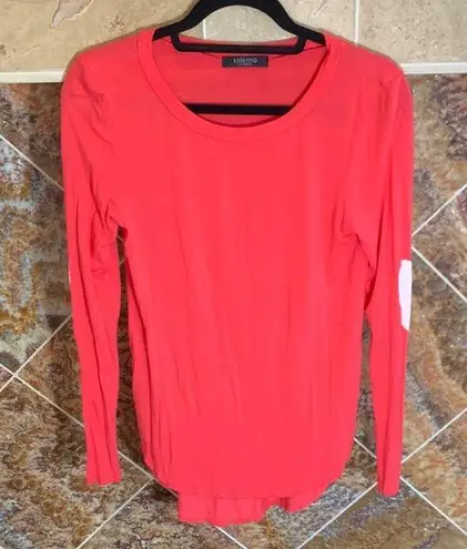 Solemio Coral Fitted Long Sleeve T-Shirt Cream Heart Patches at Elbows Small