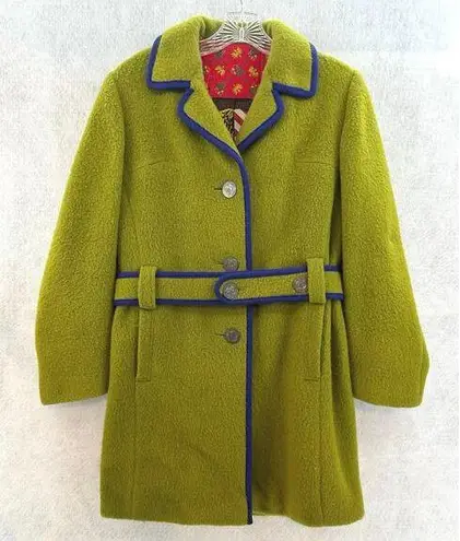 Loden Coat Original Imported Size 6 Coat Belted Button Up West Germany Green Vtg