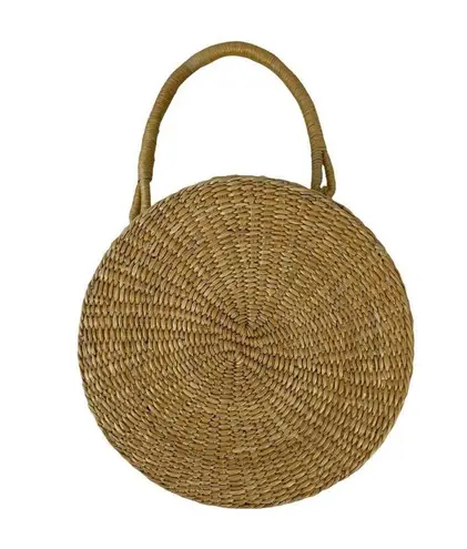 Romar Corp 90's Coastal Round Woven Rattan Clutch Purse Straw Handbag Neutral Tan