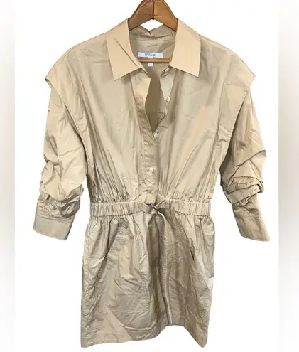 Derek Lam 10 Crosby - Hadley Ruched Sleeve Shirt Dress in Light Khaki Size 6