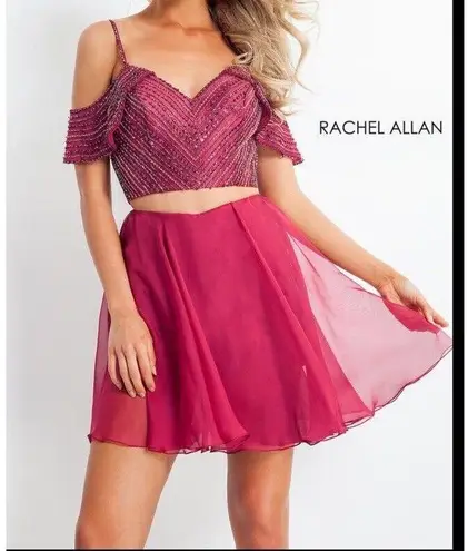 rachael allan boho homecoming prom formal cocktail two piece dress 12 Red