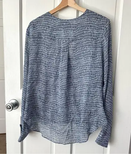 Bailey 44 Blue Fern Abstract V-neck Wrap Blouse Size Large