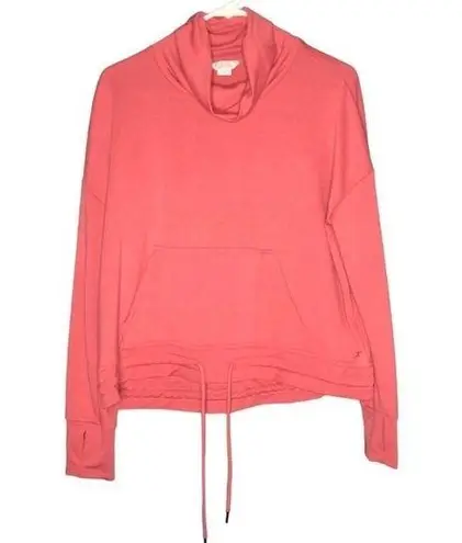 Danskin   Pink Coral Cowl Neck Sweatshirt Size Medium Thumbholes