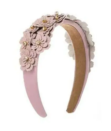 Jeweled Floral Headband Pink