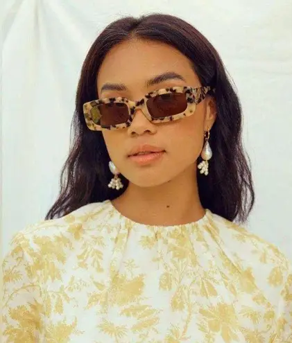 Poppy Lissiman NEW Marteeni Sunglasses in Cream Acrylic Acetate Tortoiseshell