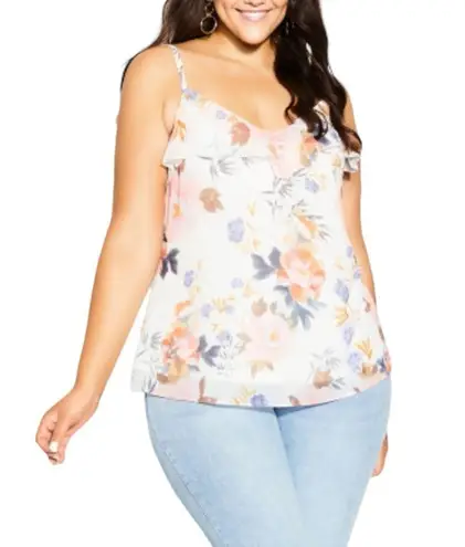 City Chic NWT Chloe Chiffon Floral Cami Top XL/22