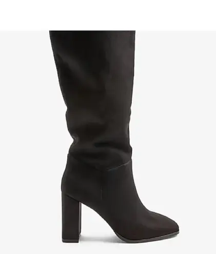 EXPRESS Black Slouchy Knee High Block Heel Boots Booties - Image 4