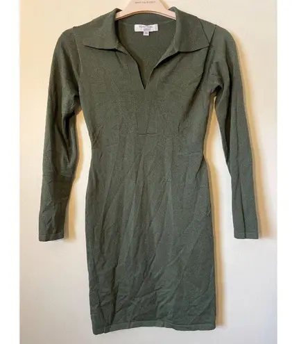 Ronny Kobo Sz XS Green Long Sleeve Polo Collar Sweater Mini Dress v