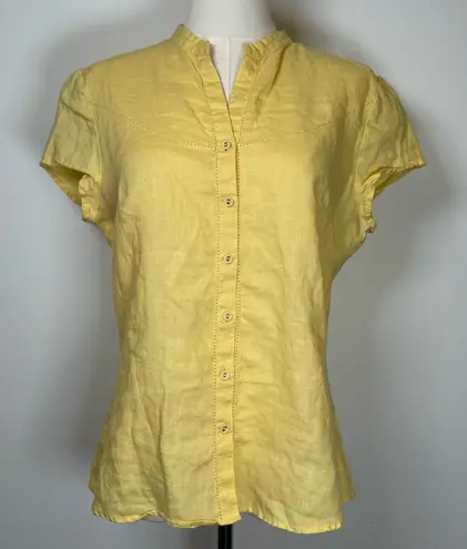 Tweeds 100% Linen Light Yellow Button
