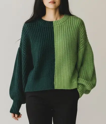 Cinq à Sept Mari Sweater NWT – Arugula & Peacock Knit Crewneck SZ Small Green