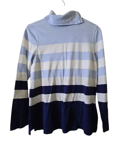 Talbots T By‎  Sweater Large Blue White Striped Long Sleeve Pullover Womens - Image 1