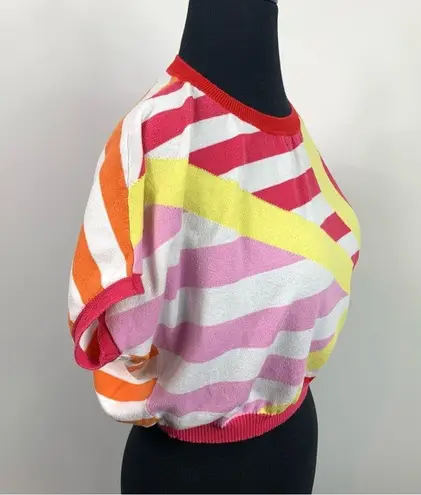 United Colors Of Benetton Stile Benetton Cropped Colorful Abstract Sweater Top