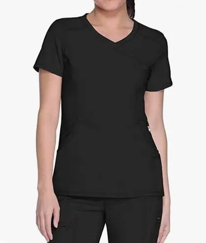 Cherokee NWOT  Infinity mock wrap black scrub top, size M