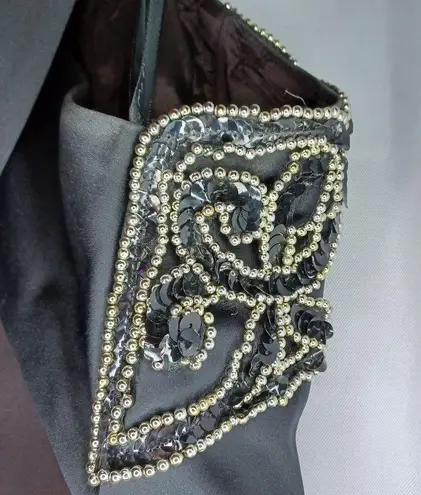 Blonde And Me Evening By Linda Bernell Elegant Black and Gold Beaded Dress Size 10