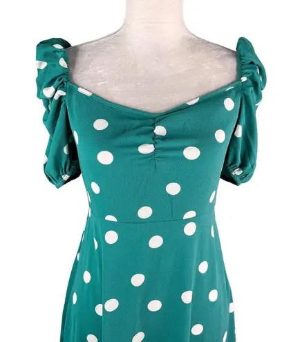 Cupshe  Zoey Polka Dot Puff Sleeve Midi Dress XS New