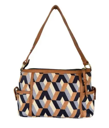 Spartina 449 Spartina 449 Daufuskie Island Women's Geometric Shoulder Bag Blue Tan Medium