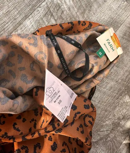 Farm Rio Anthropologie Satin Midi Skirt Leopard Print Size XS