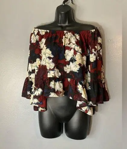 Eight Sixty red floral off shoulder blouse