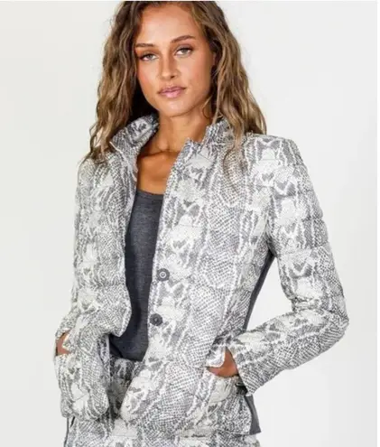 ANORAK NWT Green Gold Snakeskin Duck Down Blend Puffer Jacket Small