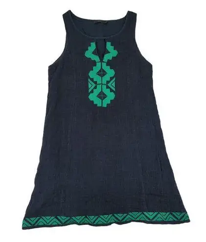 THML  Navy Blue Cotton Sundress Sleeveless Mini Women's XS Embroidery Lightweight