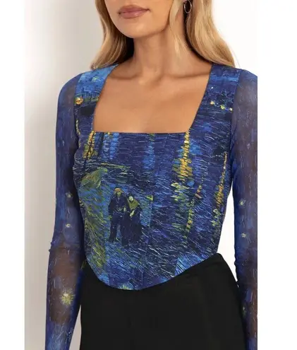 Blackmilk NWT Starry Night Over The Rhone Long Sleeve Corset Top AU 12 / US 8