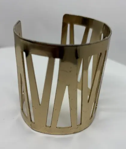 Estate Find Vintage Metal Cuff Bracelet Gold Color Modern Design 2.25" Wide
